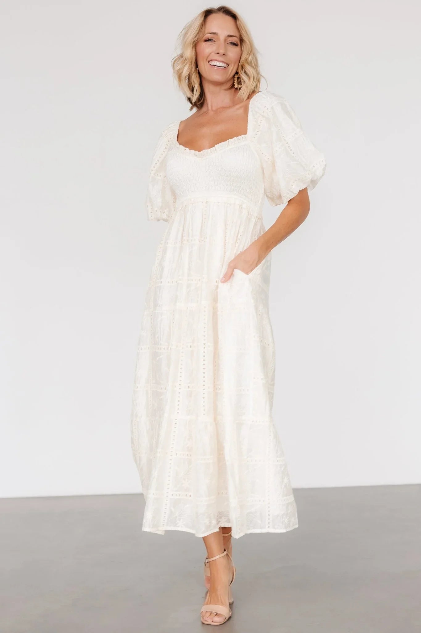 Colin Eyelet Dress | Cream