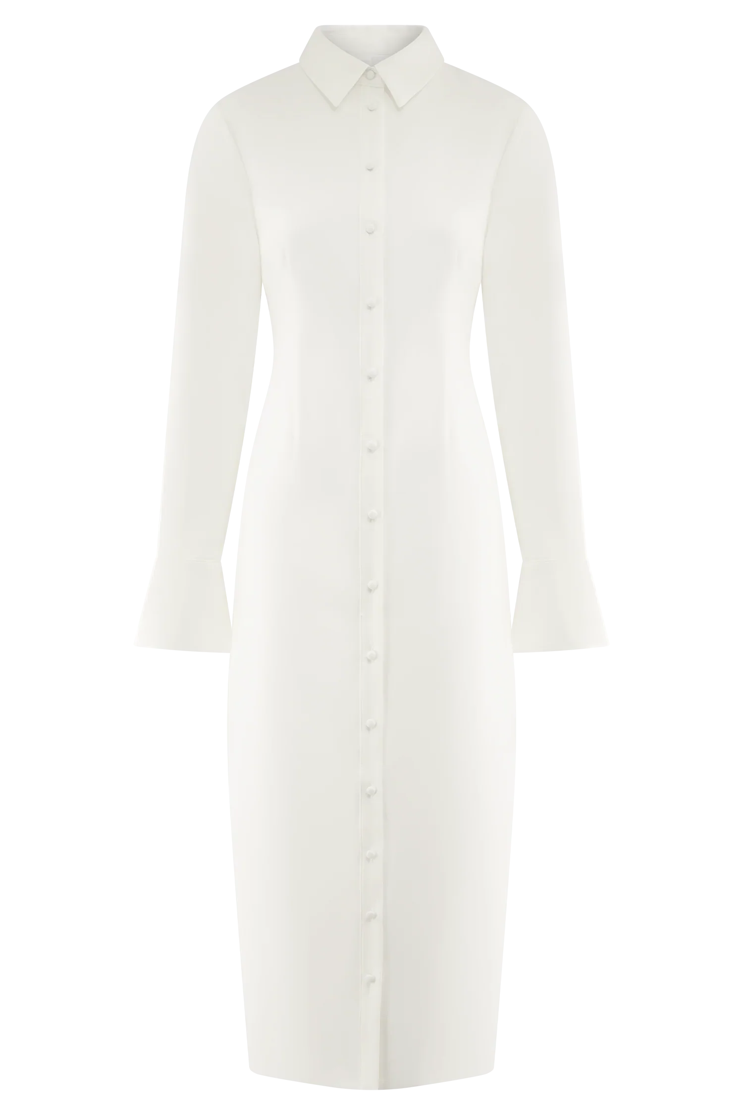 Dorian Fitted Shirt Midi Dress - White